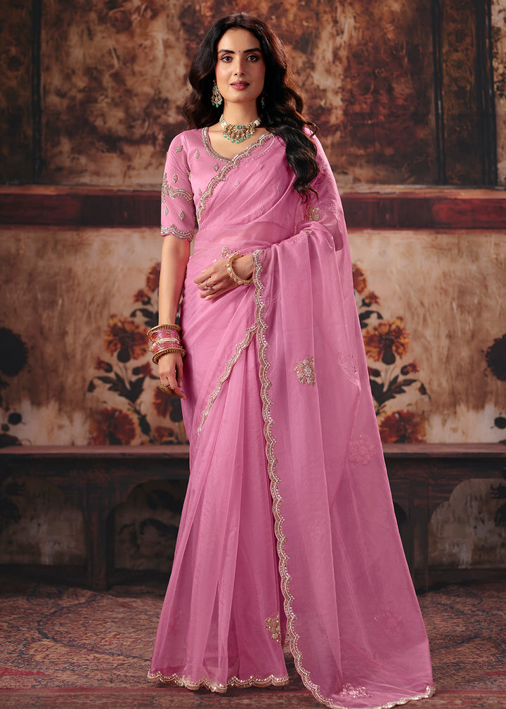 Buy Now Soft Pink Designer Style Festive Wear Saree Online in US, UK, Canada, France, Germany, Denmark, Sweden, Italy, Greece, UAE &amp; Worldwide at Empress.