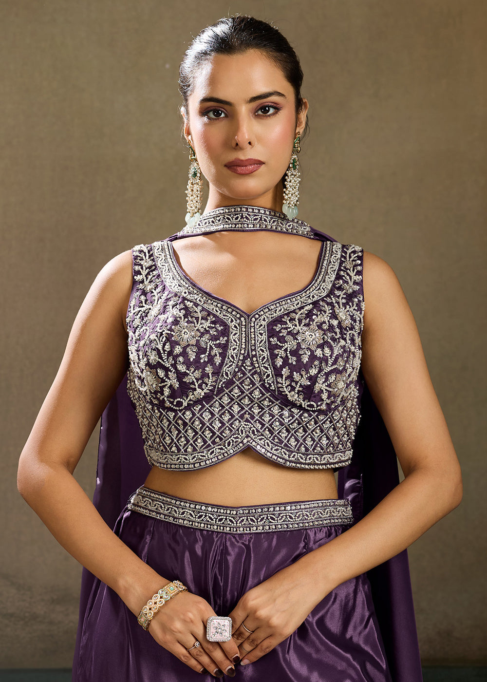 Buy Now Royal Purple Sangeet Party Indo Western Dress Online in US, UK, Canada, Netherlands, Germany, Italy, France, Greece, Switzerland &amp; Worldwide at Empress.