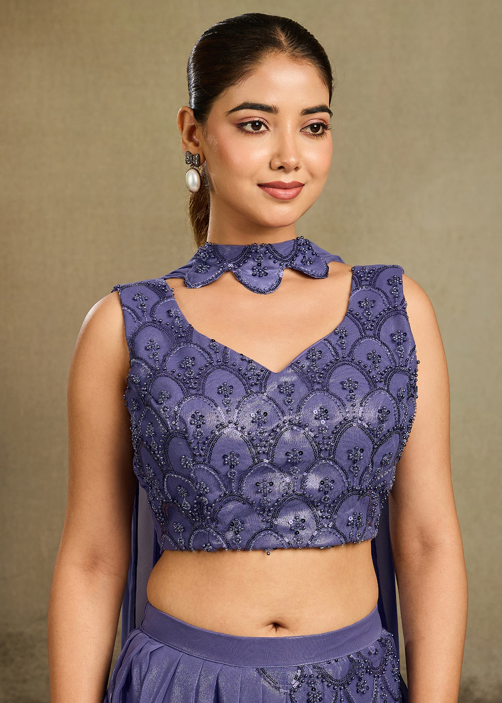 Buy Now Indigo Blue Embroidered Cocktail Party Indo Western Dress Online in US, UK, Canada, Netherlands, Germany, Italy, France, Greece & Worldwide at Empress.