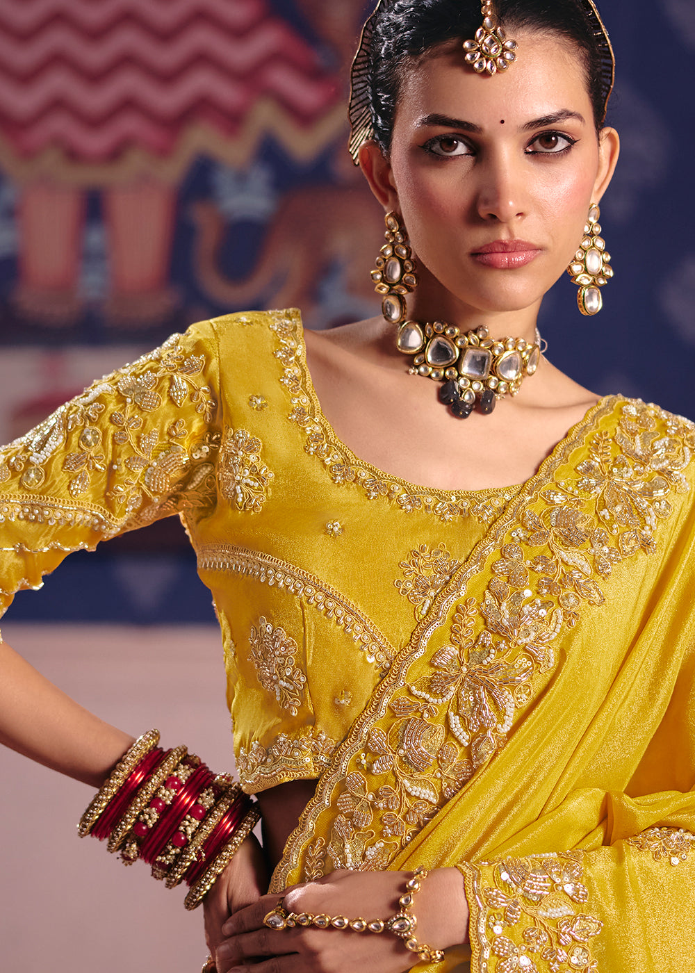 Buy Now Mustard Premium Tissue Zari Embroidered Designer Saree Online in US, UK, Canada, France, Germany, Denmark, Netherland, Sweden & Worldwide at Empress.