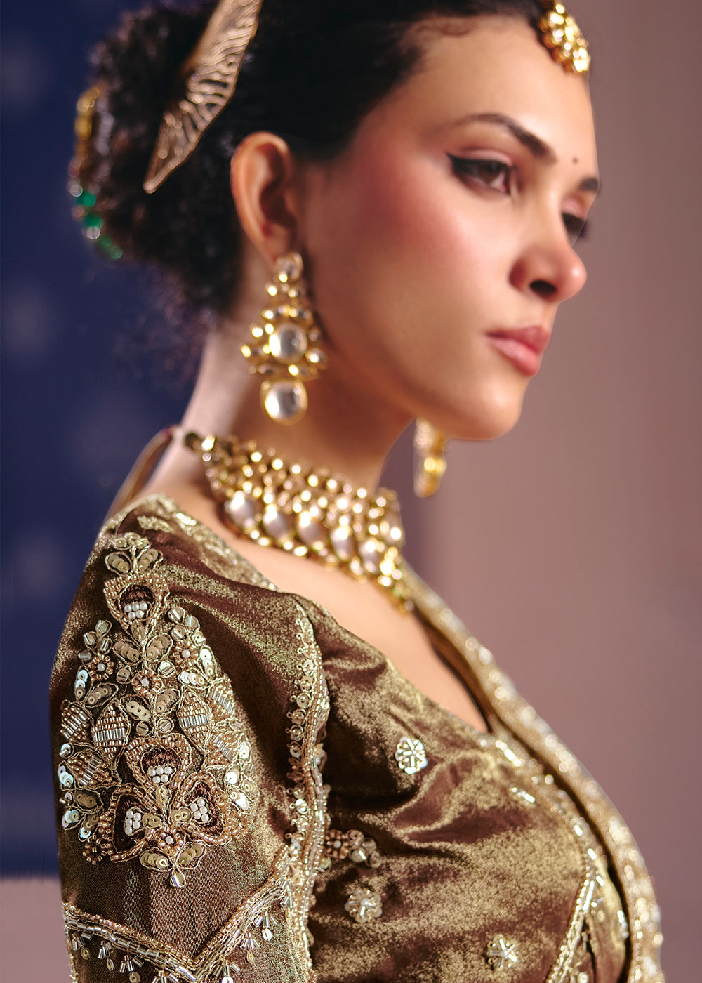Buy Now Beige Premium Tissue Zari Embroidered Designer Saree Online in US, UK, Canada, France, Germany, Denmark, Netherland, Sweden, UAE & Worldwide at Empress.