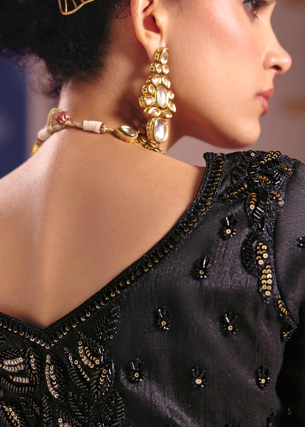 Buy Now Black Premium Tissue Zari Embroidered Designer Saree Online in US, UK, Canada, France, Germany, Denmark, Netherland, Sweden, UAE & Worldwide at Empress.