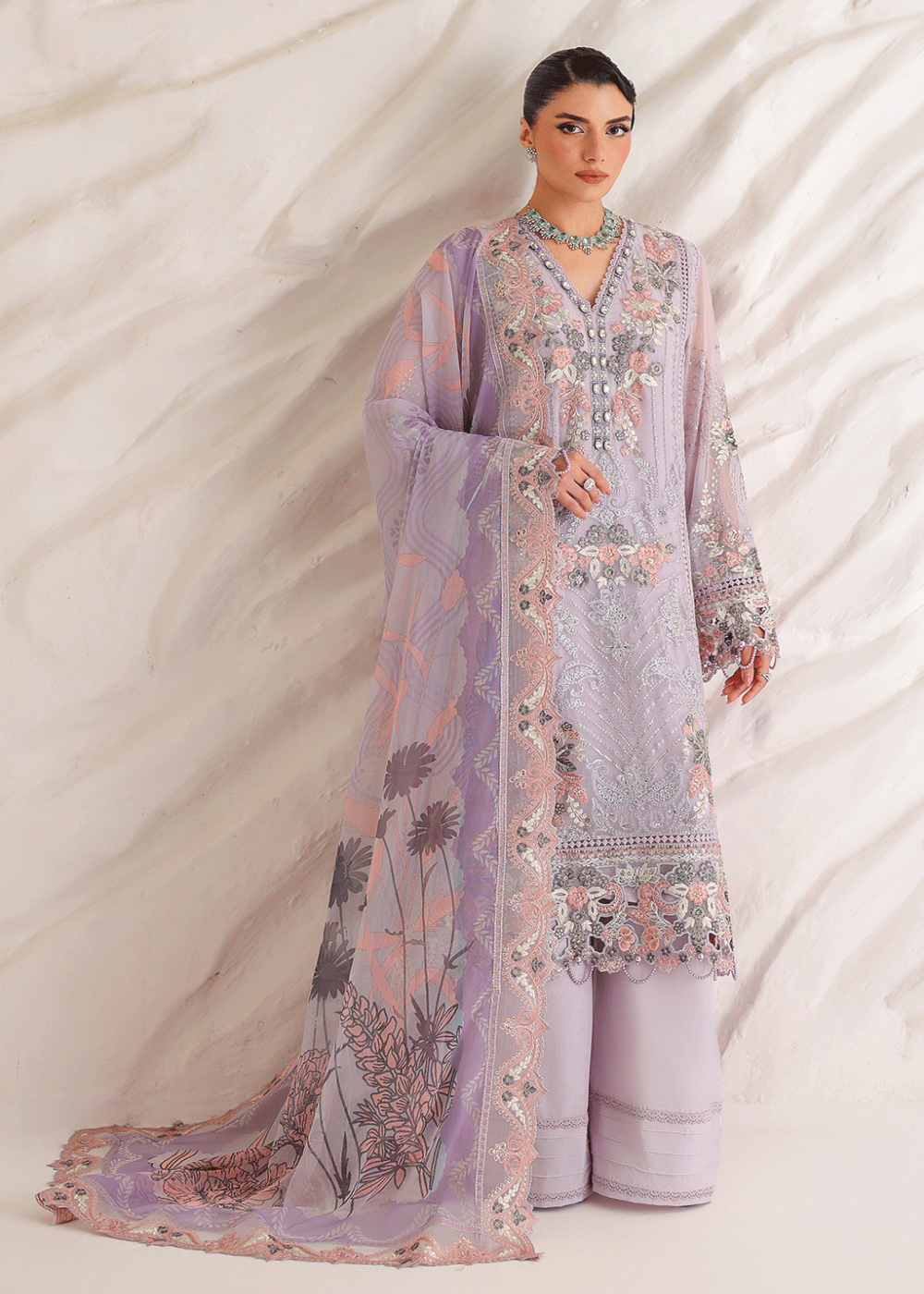 Buy Now Satrangi Premium Chiffon '26 by Ramsha | ST-207 Online in US, UK, Canada, France, Italy, Germany, Greece, Sweden, Australia, UAE & Worldwide at Empress.