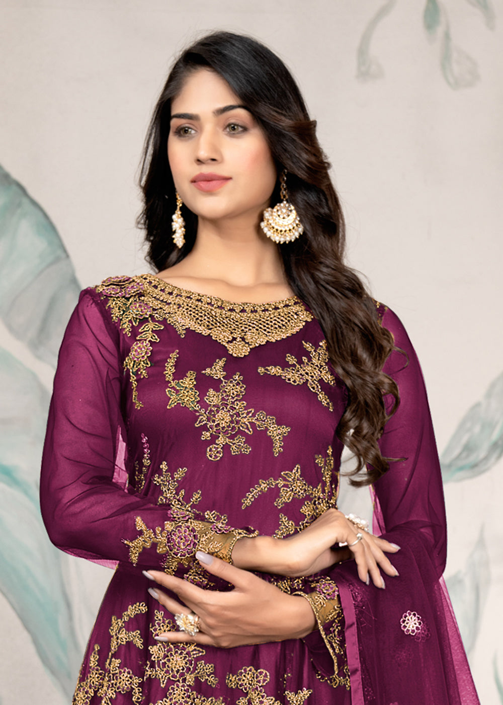 Buy Now Party Wear Magenta Thread & Sequins Work Anarkali Suit Online in USA, UK, Australia, New Zealand, Canada, Italy & Worldwide at Empress Clothing.