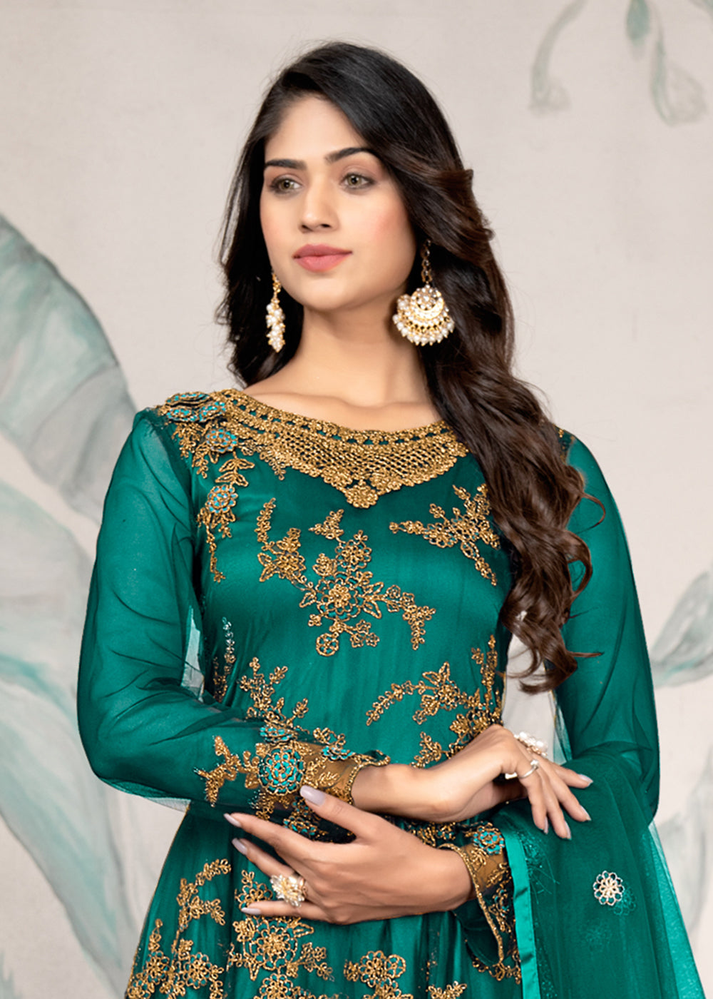 Buy Now Party Wear Green Thread & Sequins Work Anarkali Suit Online in USA, UK, Australia, New Zealand, Canada, Italy & Worldwide at Empress Clothing.