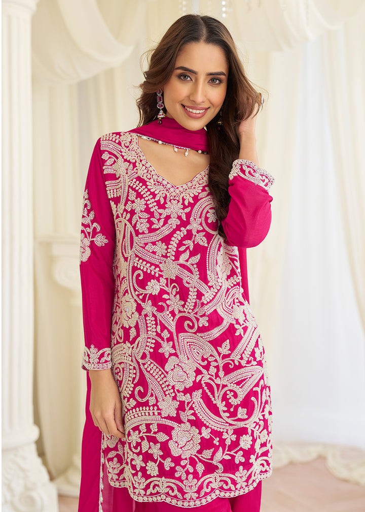 Buy Now Pink Eid Style & Festive Wear Pant Style Salwar Suit Online in New York, Las Vegas, Newark, Chicago, Houston, Fremont, Dubai & Worldwide at Empress.