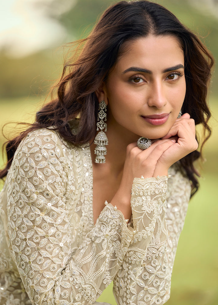 Buy Now Festive Eid Style Green Embroidered Net Palazzo Suit Online in Toronto, Newark, Katy, Houston, Fremont, Dubai, Nevada, Kansas & Worldwide at Empress.