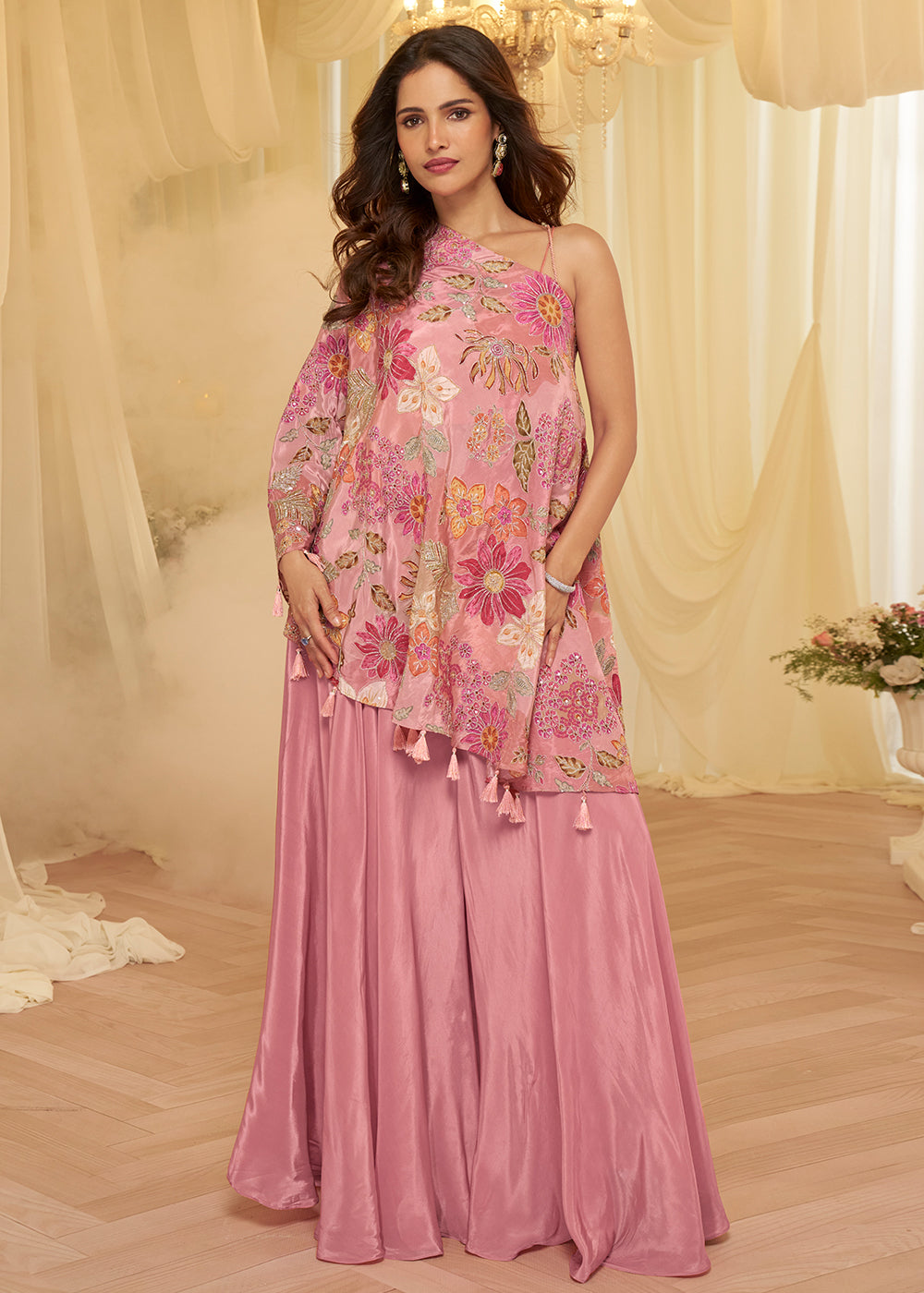 pink western dress Buy Stylist Indo Western Palazzo Dress US