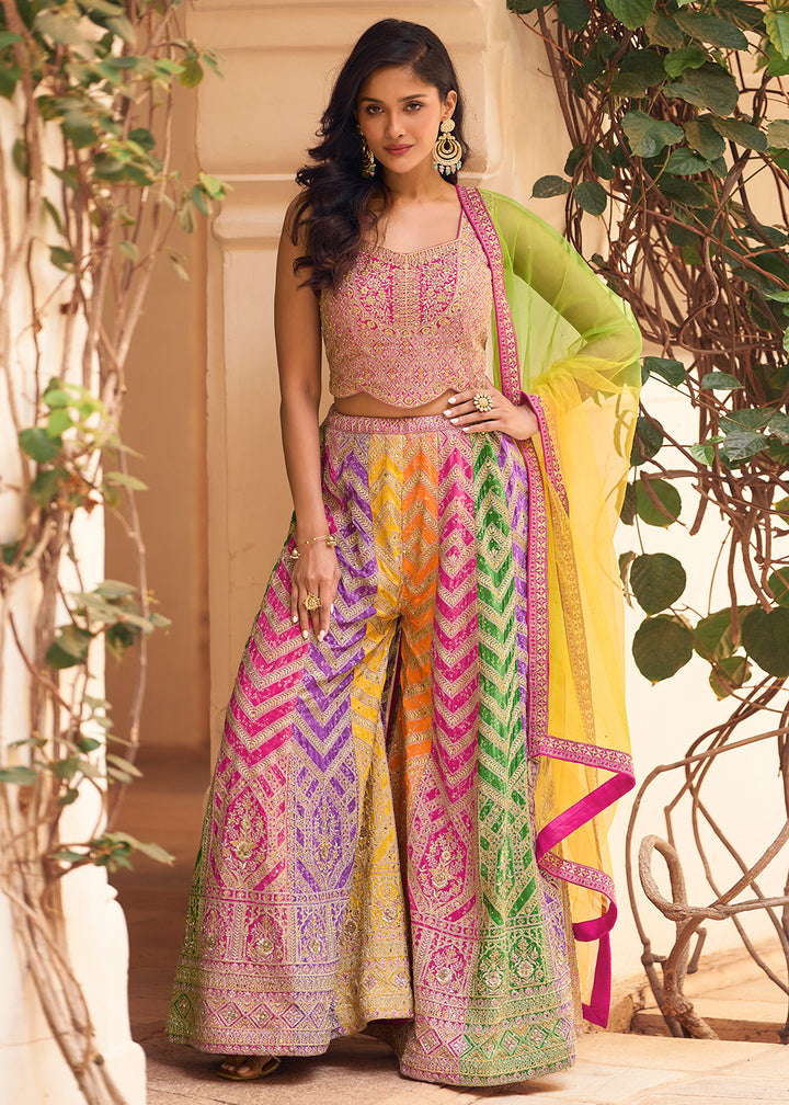 Buy Now Pink Multicolor Festive Party Indo Western Set Online in US, UK, Canada, Netherlands, Germany, Italy, France, Greece, Switzerland &amp; Worldwide at Empress.