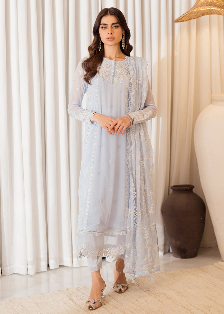 Buy Now 3 Pcs Embroidered Luxury Chiffon Formals '24 by Azure | Serenity Sky Online at Empress Online in USA, UK, Canada & Worldwide at Empress Clothing. 