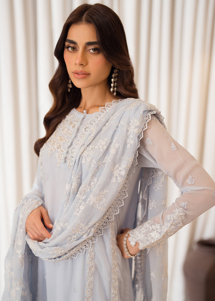 Buy Now 3 Pcs Embroidered Luxury Chiffon Formals '24 by Azure | Serenity Sky Online at Empress Online in USA, UK, Canada & Worldwide at Empress Clothing. 