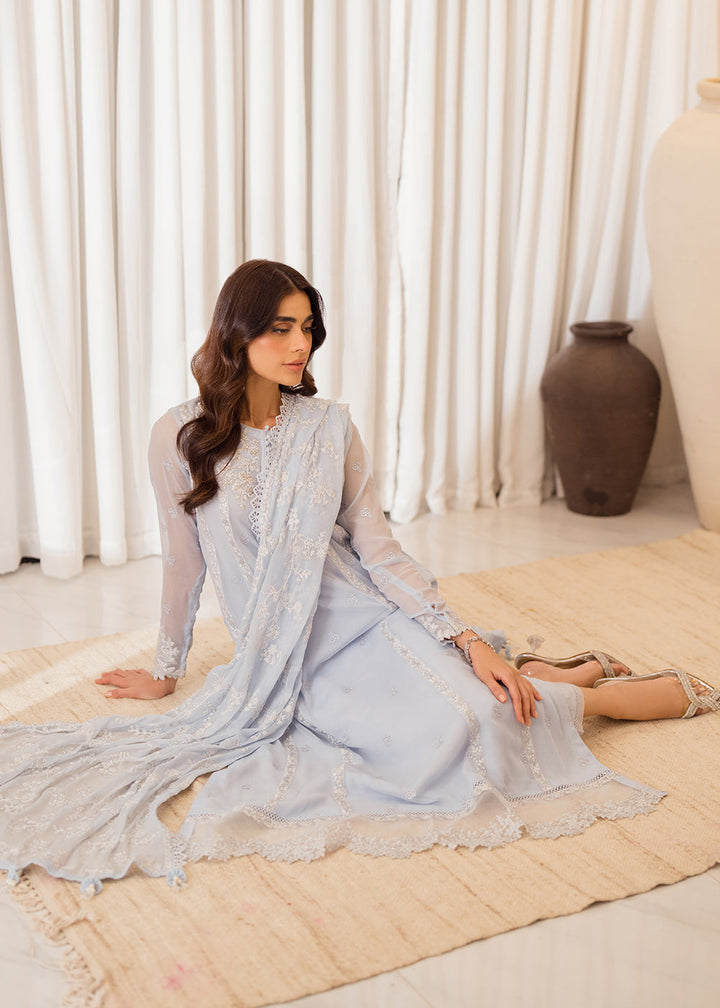 Buy Now 3 Pcs Embroidered Luxury Chiffon Formals '24 by Azure | Serenity Sky Online at Empress Online in USA, UK, Canada & Worldwide at Empress Clothing. 