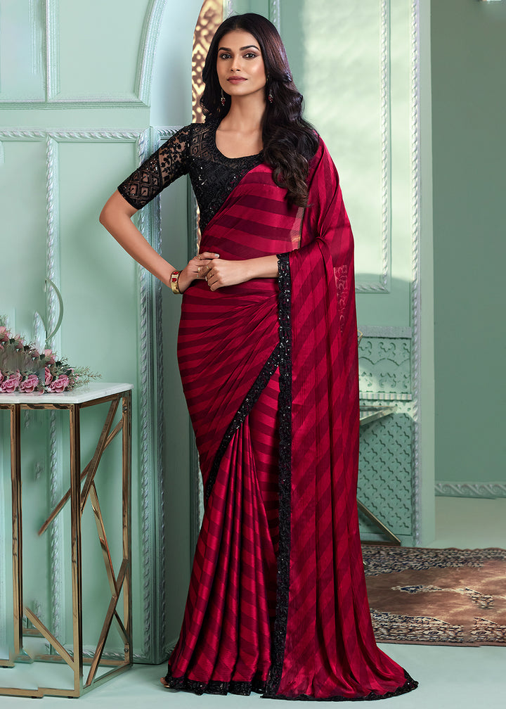 Buy Now Lovely Red Art Silk Embroidered Wedding Party Wear Saree Online in USA, UK, Canada & Worldwide at Empress Clothing.