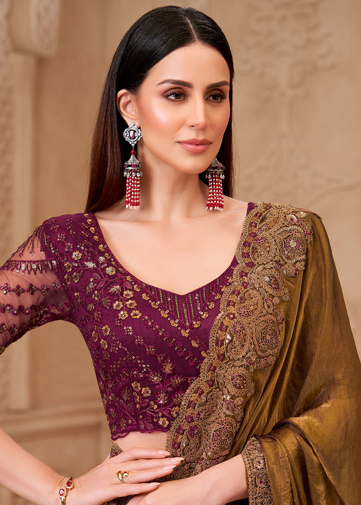 Buy Designer Style Green Embroidered Wedding Saree Online in US, UK, Canada, France, Germany, Denmark, Belgium, Sweden, Spain, Qatar, UAE & Worldwide at Empress