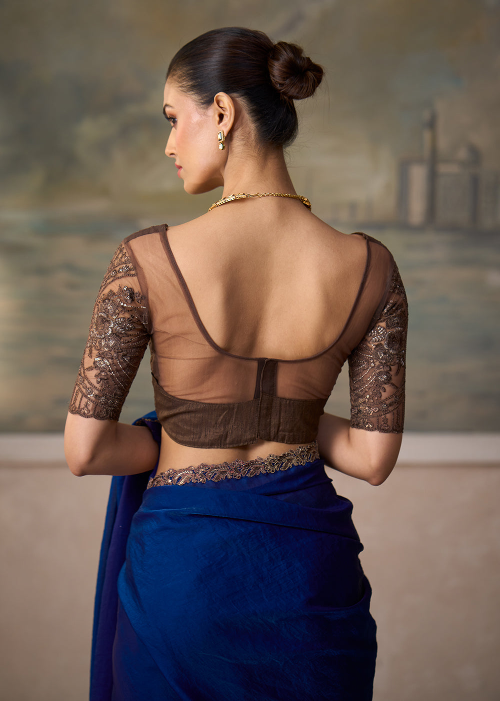 Buy Now Electric Blue Embroidered Designer Party Wear Saree Online in US, UK, Canada, France, Germany, Denmark, Sweden, Italy, Greece &amp; Worldwide at Empress.