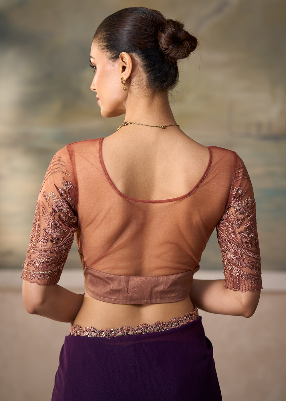 Buy Now Electric Wine Embroidered Designer Party Wear Saree Online in US, UK, Canada, France, Germany, Denmark, Sweden, Italy, Greece &amp; Worldwide at Empress.