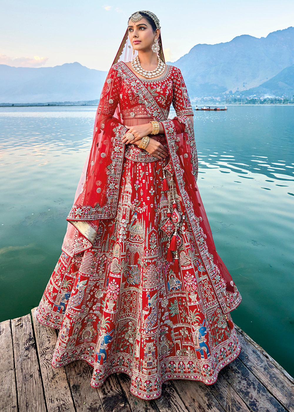 Buy Now Elegant Red Silk Embroidered Bridal Wear Lehenga Choli Online in USA, UK, Canada, France & Worldwide at Empress Clothing. 