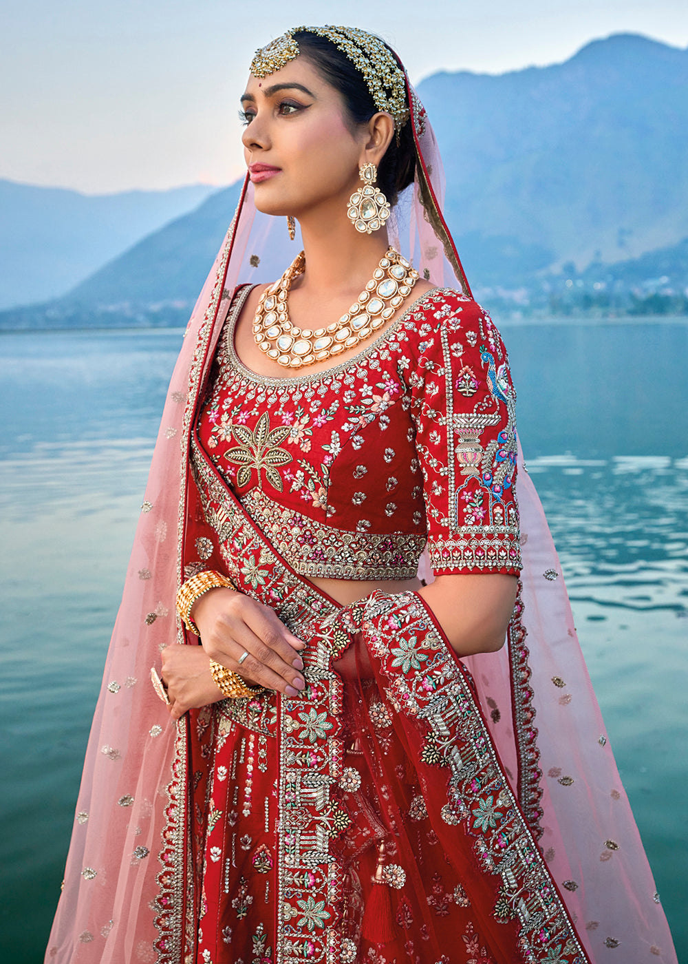 Buy Now Elegant Red Silk Embroidered Bridal Wear Lehenga Choli Online in USA, UK, Canada, France & Worldwide at Empress Clothing. 