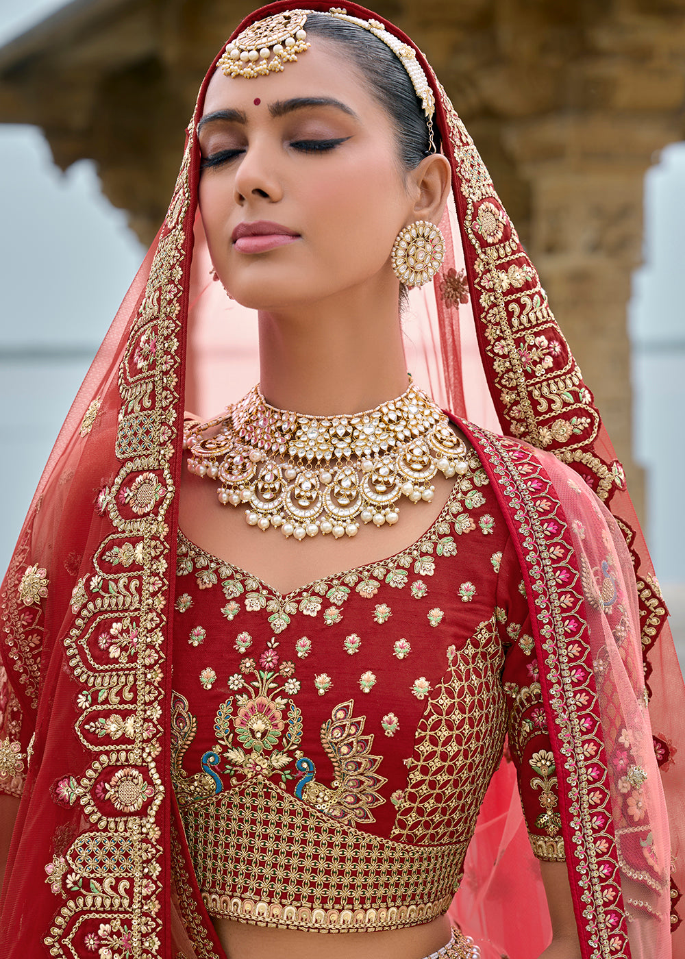 Buy Now Regal Red Silk Embroidered Bridal Wear Lehenga Choli Online in USA, UK, Canada, France & Worldwide at Empress Clothing. 