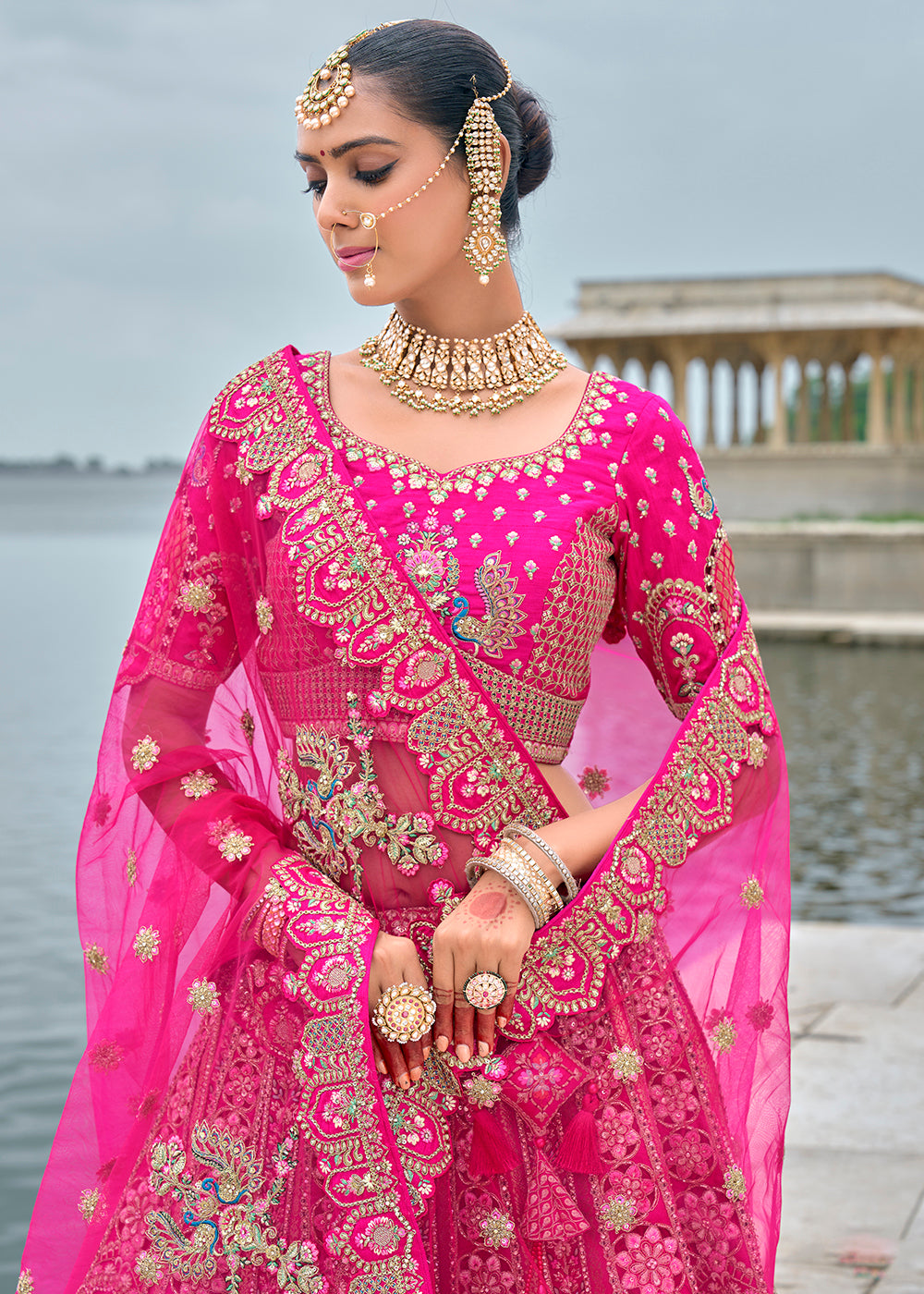 Buy Now Charming Rani Silk Embroidered Bridal Wear Lehenga Choli Online in USA, UK, Canada, France & Worldwide at Empress Clothing. 