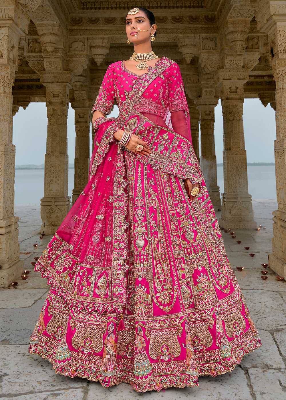 Pink Chikankari lehenga choli with cheapest Dupatta Indian Wedding dress Mehendi choli Lengha Traditonal lehenga Ethnic wear bridesmaid suit 1