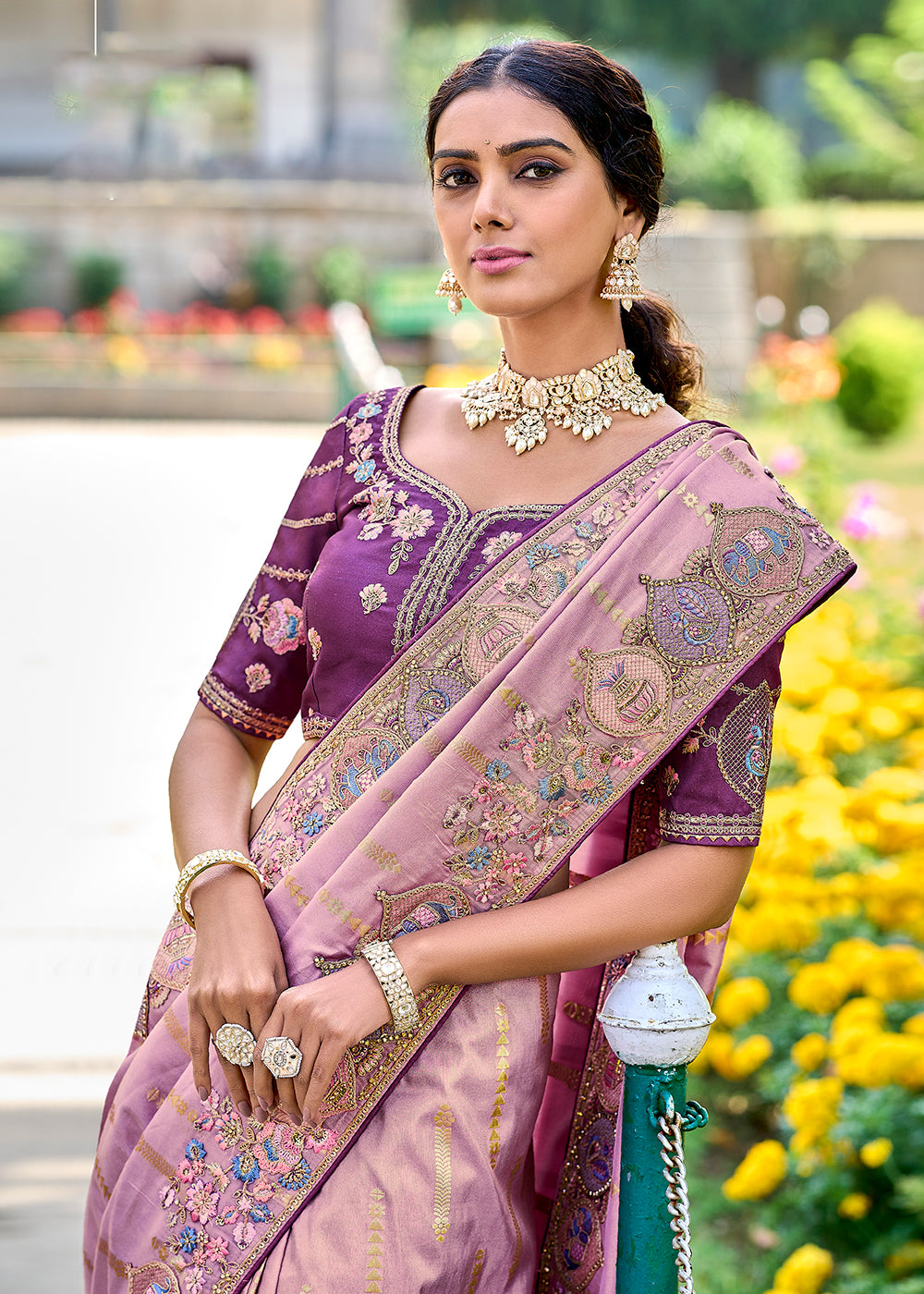 Buy Now Vibrant Pink Embroidered Silk Wedding Wear Contemporary Saree Online in USA, UK, Canada & Worldwide at Empress Clothing. 