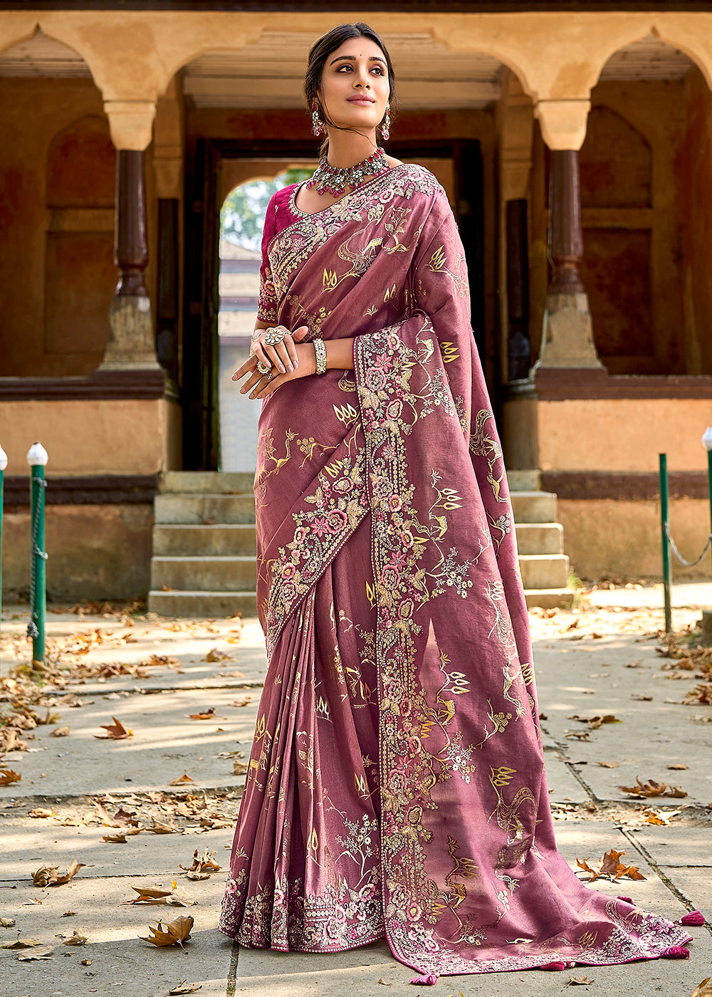Buy Now Vibrant Mauve Embroidered Silk Wedding Wear Contemporary Saree Online in USA, UK, Canada & Worldwide at Empress Clothing. 