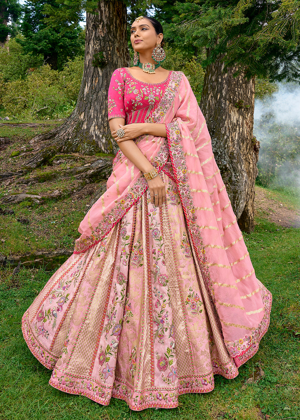 Buy Now Fancy Silk Light Pink Heavy Embroidered Designer Lehenga Choli Online in USA, UK, Canada & Worldwide at Empress Clothing. 