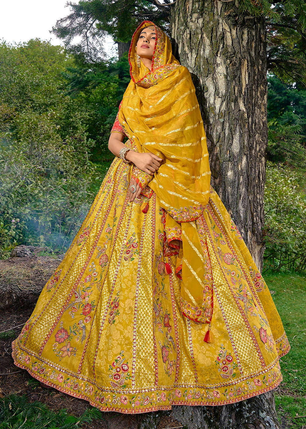 Buy Now Fancy Silk Mustard Heavy Embroidered Designer Lehenga Choli Online in USA, UK, Canada & Worldwide at Empress Clothing.