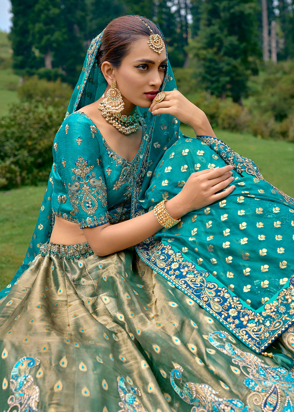 Buy Now Fancy Silk Green Heavy Embroidered Designer Lehenga Choli Online in USA, UK, Canada & Worldwide at Empress Clothing. 