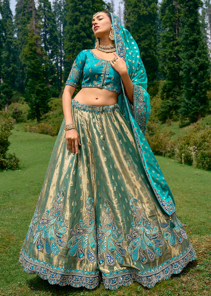 Buy Now Fancy Silk Green Heavy Embroidered Designer Lehenga Choli Online in USA, UK, Canada & Worldwide at Empress Clothing. 
