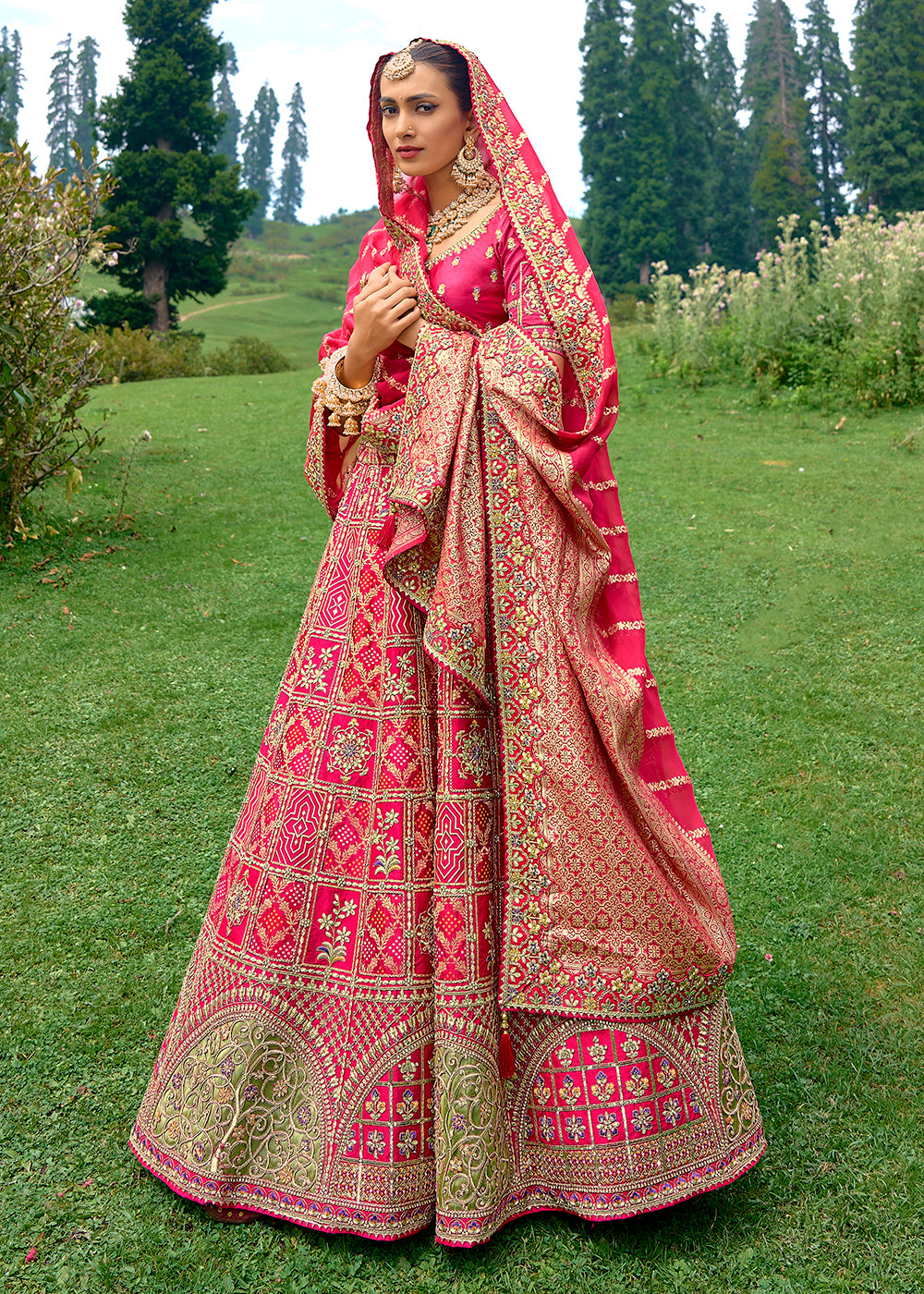 Buy Now Fancy Silk Pink Heavy Embroidered Designer Lehenga Choli Online in USA, UK, Canada & Worldwide at Empress Clothing.