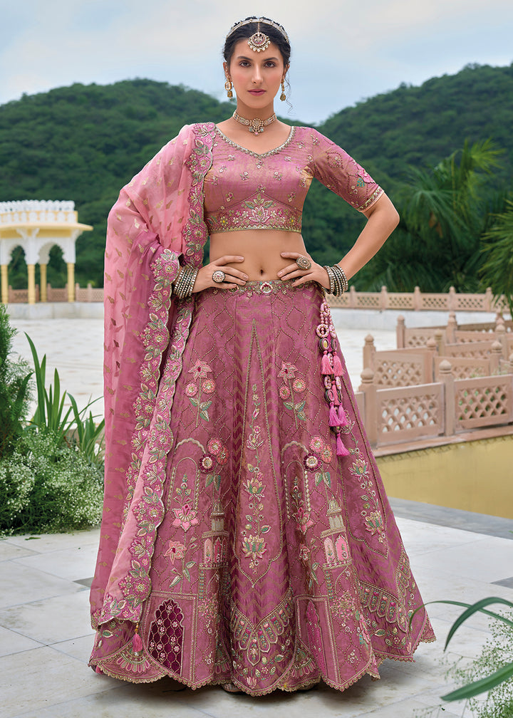 Buy Now Blush Pink Heavy Embroidered Bridal Style Lehenga Choli Online in USA, UK, Canada, France & Worldwide at Empress Clothing. 