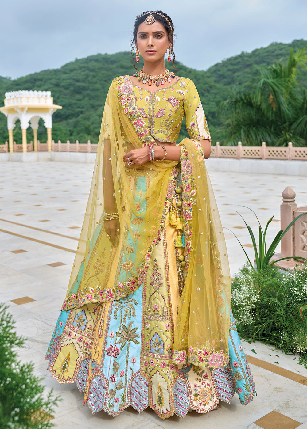 Buy Now Multicolor Heavy Embroidered Bridal Style Lehenga Choli Online in USA, UK, Canada, France & Worldwide at Empress Clothing.