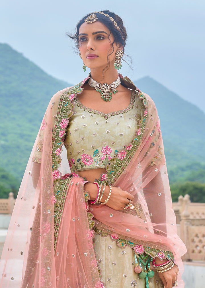 Buy Now Beige Ombre Heavy Embroidered Bridal Style Lehenga Choli Online in USA, UK, Canada, France & Worldwide at Empress Clothing.