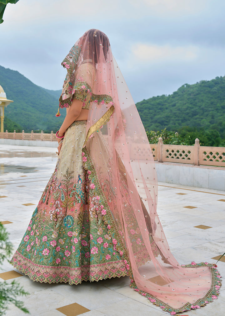 Buy Now Beige Ombre Heavy Embroidered Bridal Style Lehenga Choli Online in USA, UK, Canada, France & Worldwide at Empress Clothing.