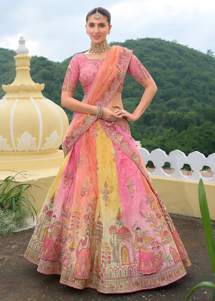 Buy Now Bridal Multicolor Heavy Embroidered Designer Lehenga Choli Online in USA, UK, Canada, France & Worldwide at Empress Clothing. 