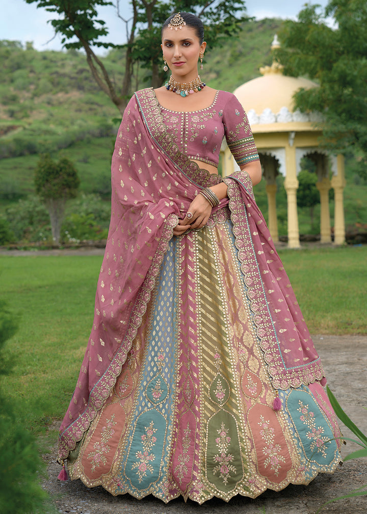 Buy Now Bridal Multi Purple Heavy Embroidered Designer Lehenga Choli Online in USA, UK, Canada, France & Worldwide at Empress Clothing. 