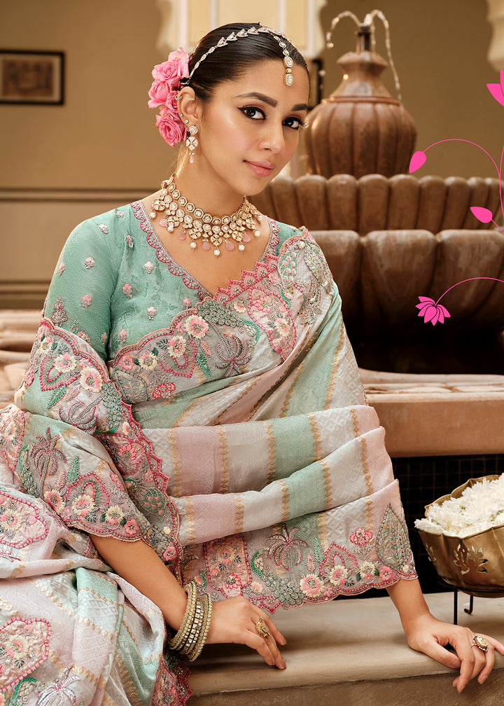 Buy Now Multicolor Traditional Embroidered Designer Saree Online in US, UK, Canada, France, Germany, Denmark, Netherlands, Sweden, UAE & Worldwide at Empress.