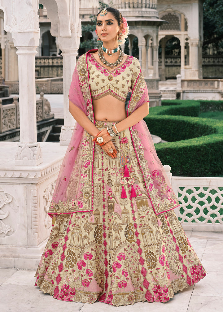 Designer Ivory Bridal Silk Lehenga Choli