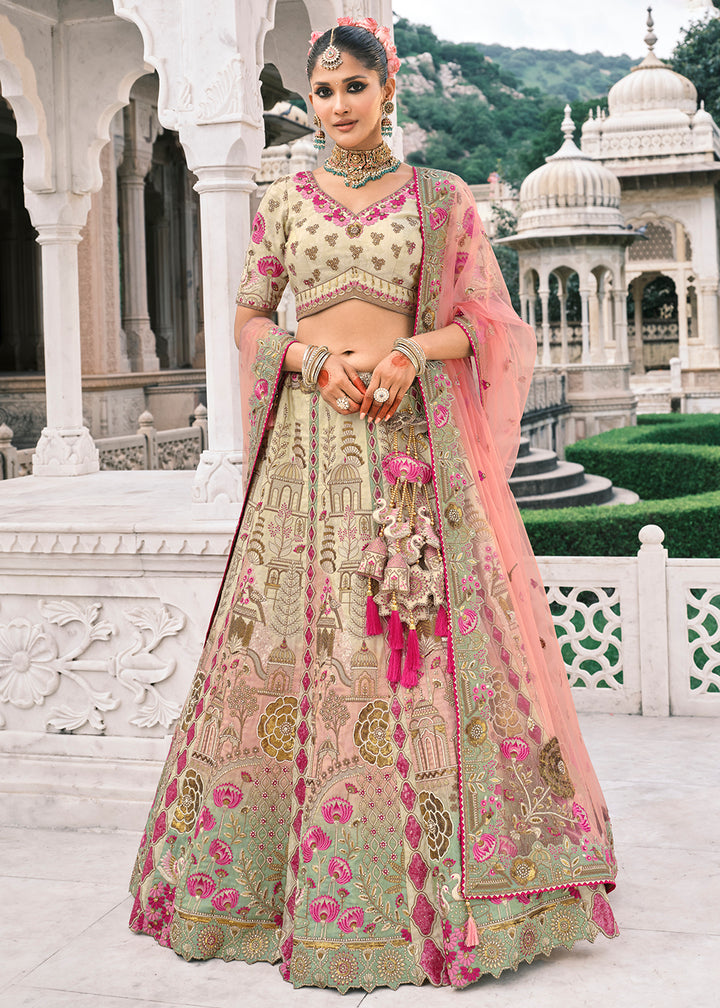Buy Now Designer Multicolor Bridal Silk Lehenga Choli Online in US, UK, Canada, France, Italy, Germany, Greece, Malta, Africa, Belgium & Worldwide at Empress.