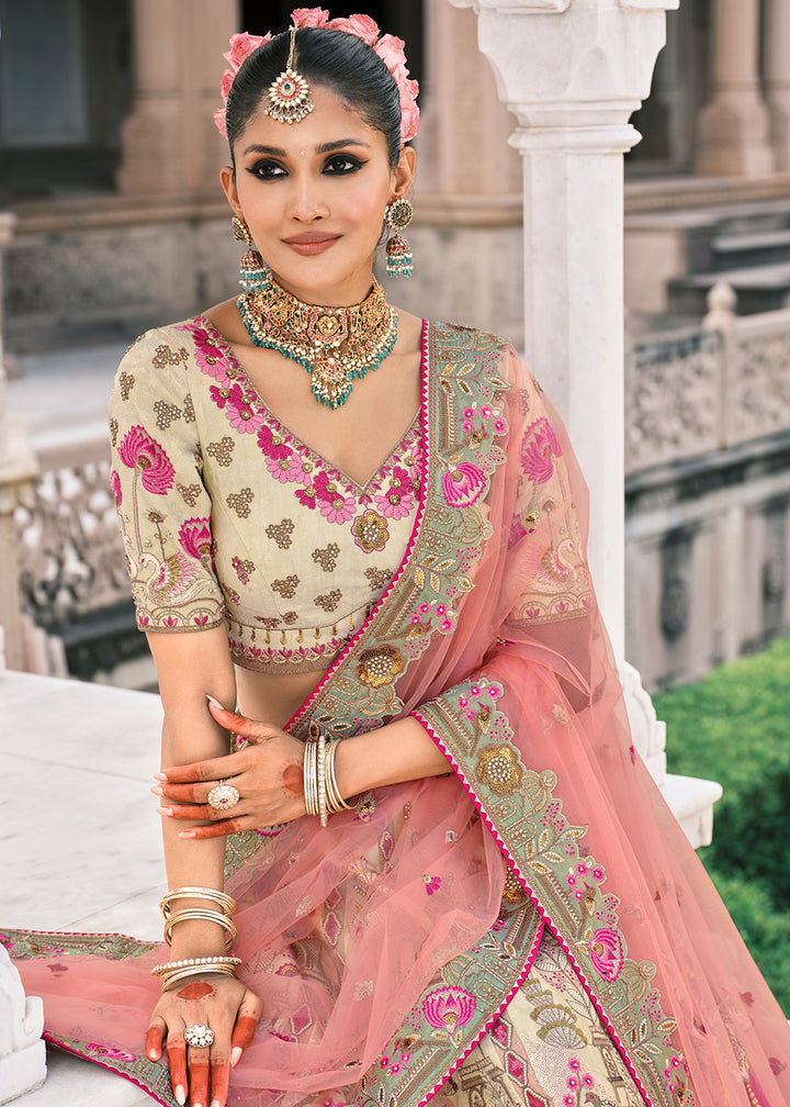Buy Now Designer Multicolor Bridal Silk Lehenga Choli Online in US, UK, Canada, France, Italy, Germany, Greece, Malta, Africa, Belgium & Worldwide at Empress.