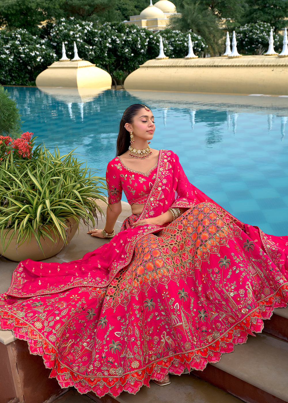 Buy Now Exclusive Rani Pink Silk Bridal Designer Lehenga Choli Online in US, UK, Canada, France, Italy, Germany, Australia, Greece, UAE & Worldwide at Empress.