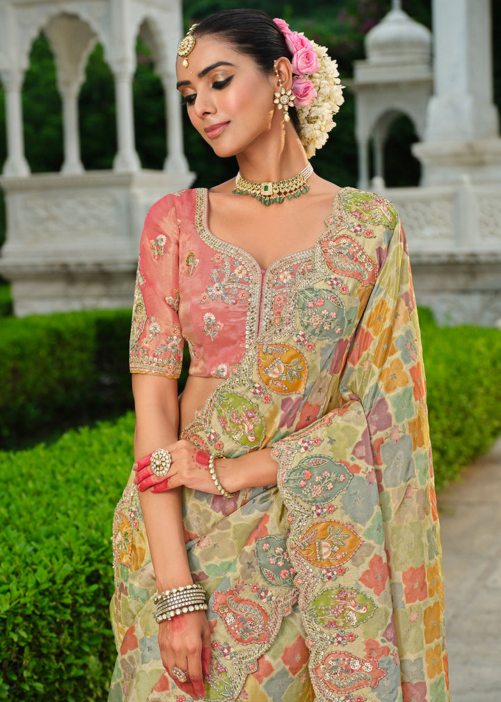 Buy Multicolor Silk Khatli Embroidered Saree Online in US, UK, Canada, France, Germany, Denmark, Netherlands, Sweden, Greece, UAE & Worldwide at Empress.