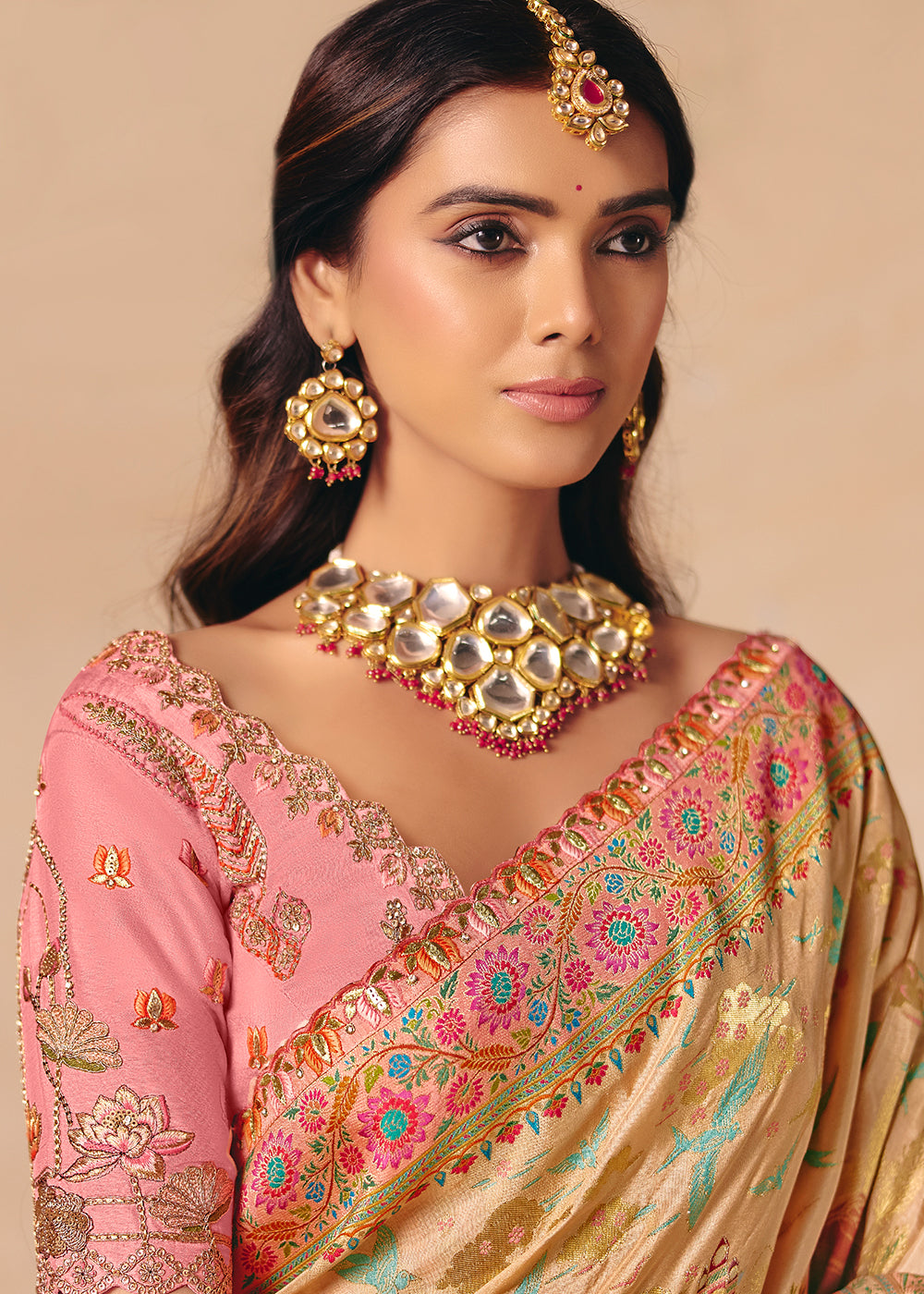 Buy Now Multicolor Dola Silk Indina Handloom Weaving Saree Online in US, UK, Canada, France, Germany, Denmark, Sweden, UAE, Greece, Italy & Worldwide at Empress.