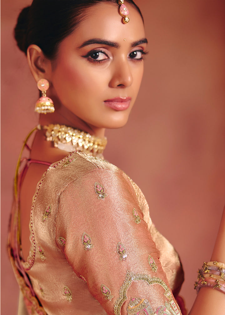 Buy Now Ivory Designer Style Embroidered Wedding Saree Online in US, UK, Canada, France, Germany, Denmark, Netherland, Sweden, UAE & Worldwide at Empress.