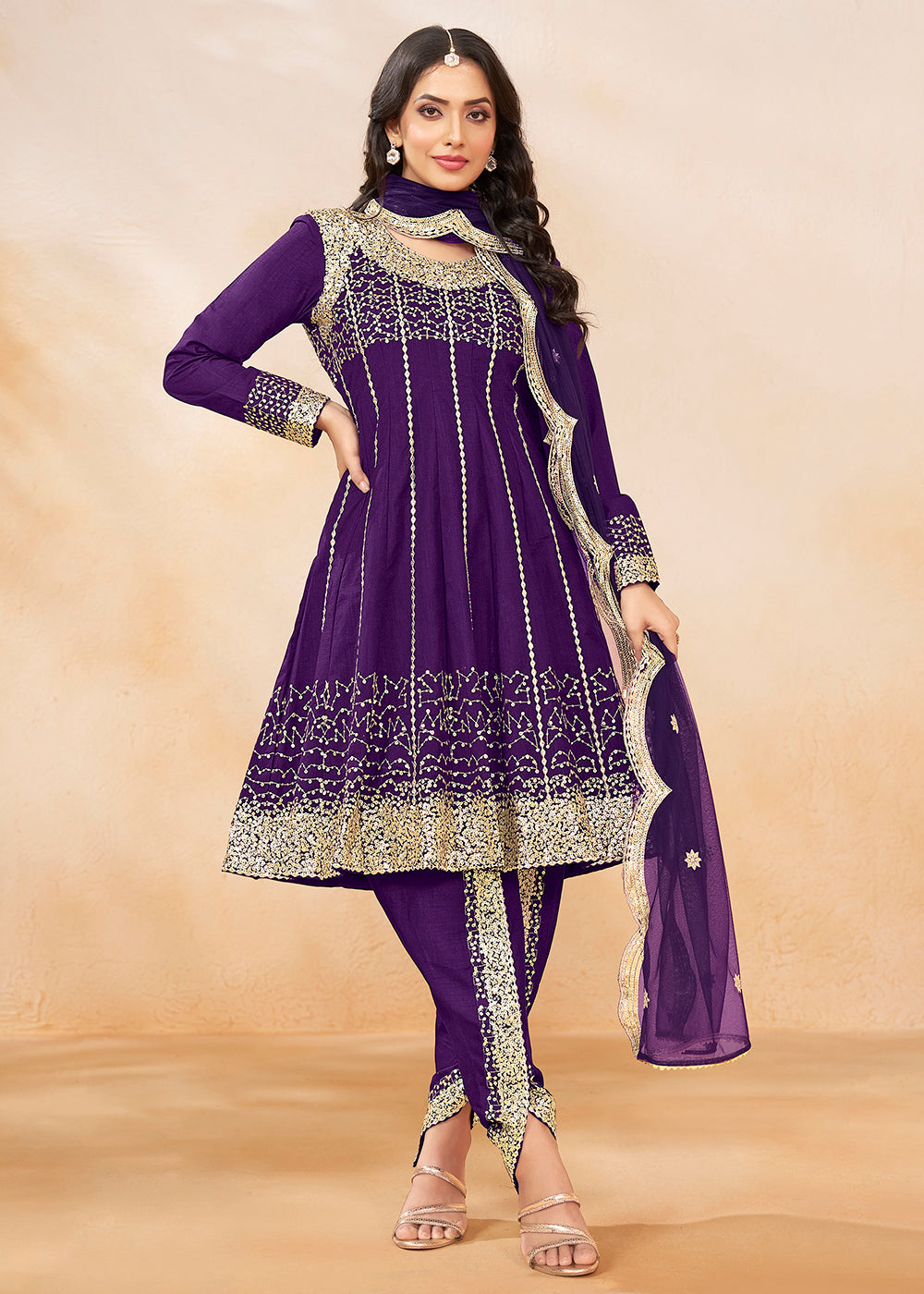 Buy Festive Party Suits Charming Purple Punjabi Dhoti Style Suit