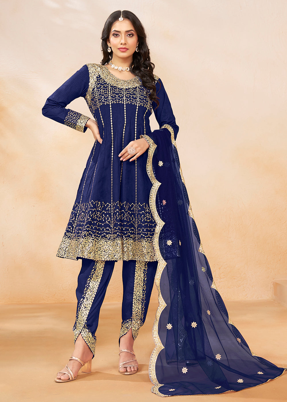 Buy Festive Party Suits Charming Blue Punjabi Dhoti Style Suit