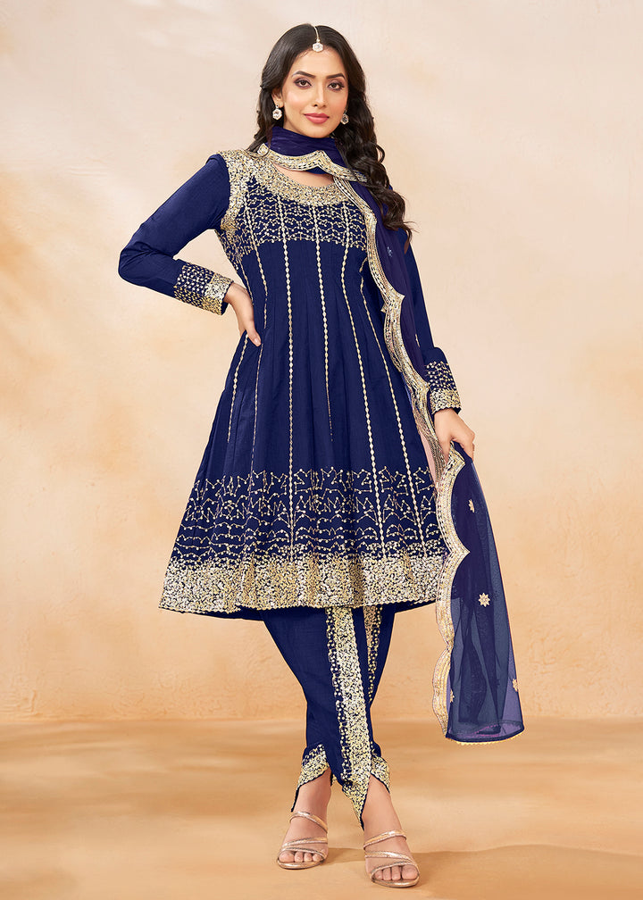 Buy Now Charming Blue Punjabi Dhoti Style Festive Party Suit Online in USA, UK, Canada, Germany & Worldwide at Empress Clothing.