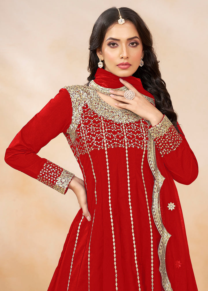 Buy Now Charming Red Punjabi Dhoti Style Festive Party Suit Online in USA, UK, Canada, Germany & Worldwide at Empress Clothing. 